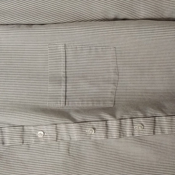 Mens long sleeves dress shirt Grey striped  size 17 - Picture 3 of 3